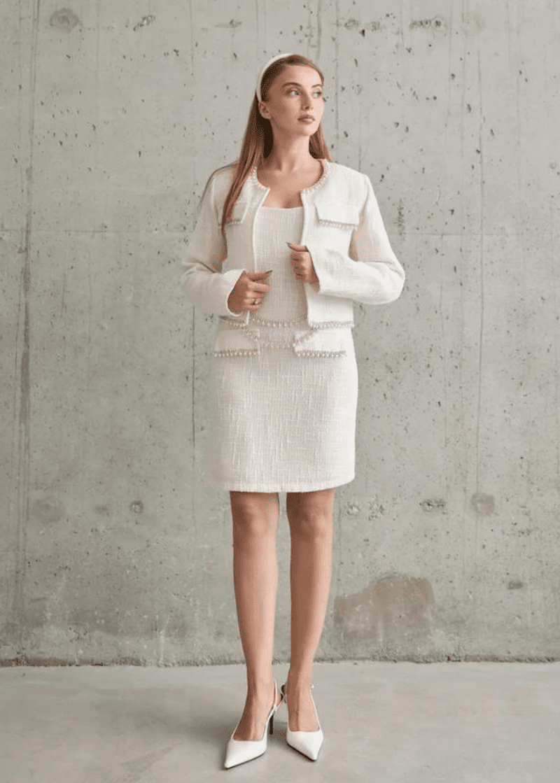 Gaiia Pearl Striped Jacket And Dress Set - GAIIA